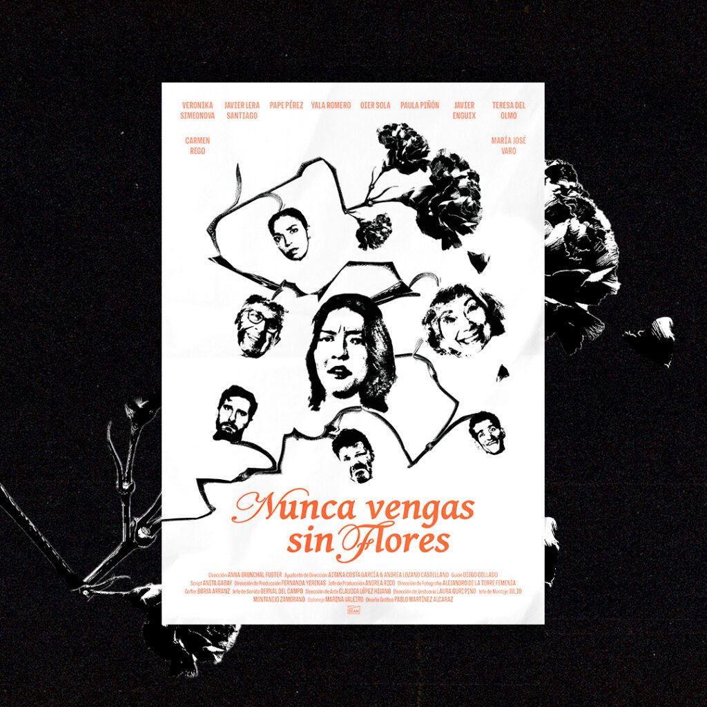 cartel nunca vengas sin flores